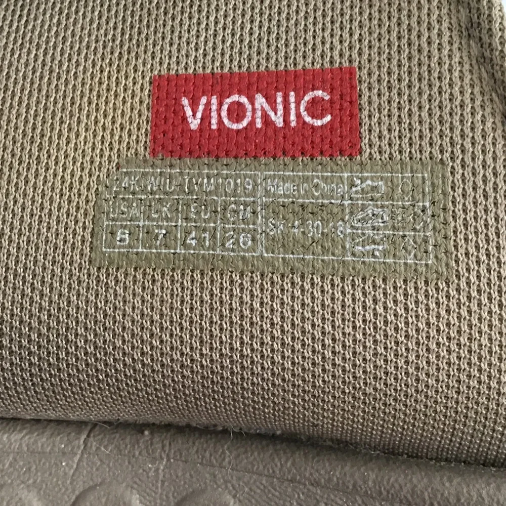 Vionic Kiwi Taupe Slide Comfort Sandals Unisex Adjustable Men 8 Women 9-9 1/2